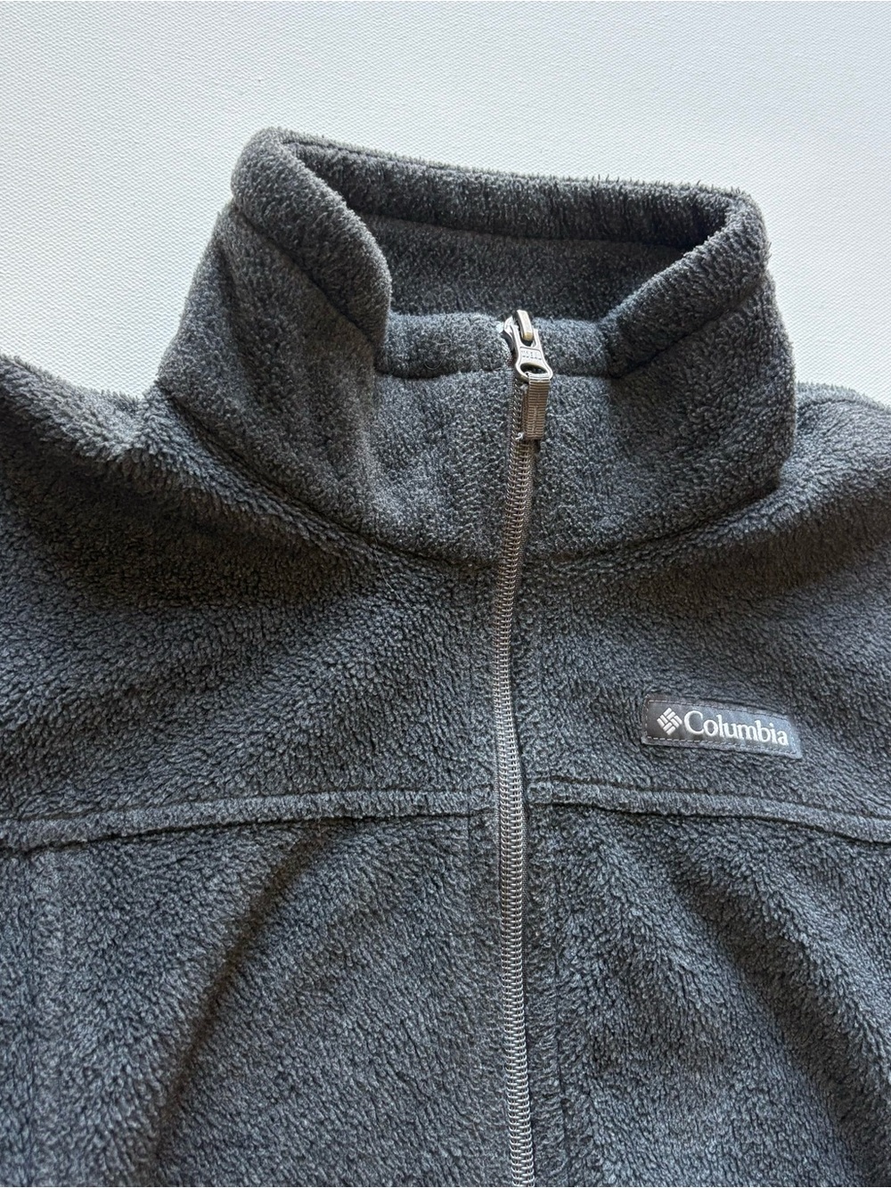 Columbia Fleece Jacket Boys Medium 10/12 Full Zip Pockets Charcoal